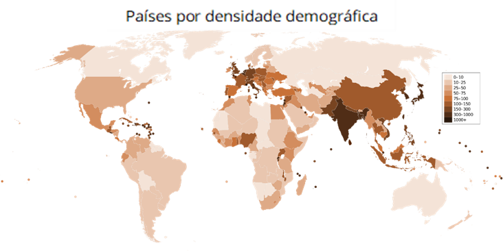 Demographic density of countries
