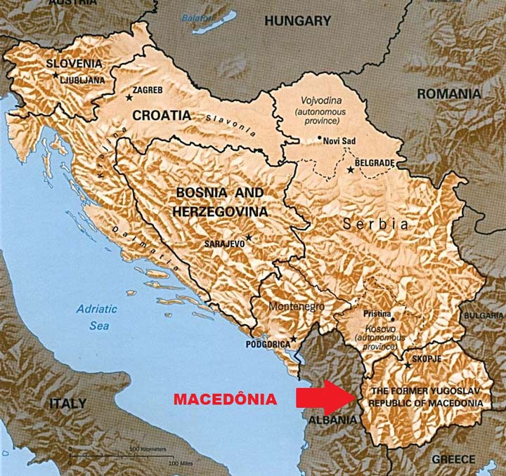 Atual Macedônia dentro da Iugoslávia