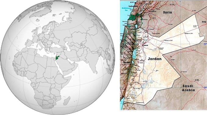 Jordan's location on the globe