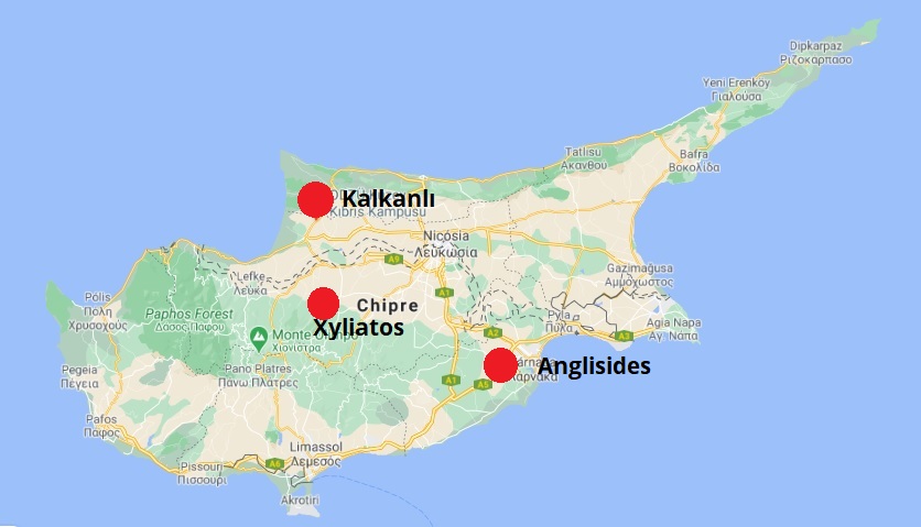 Location of the oldest olive trees in Cyprus