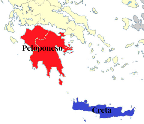 Crete and Peloponeso