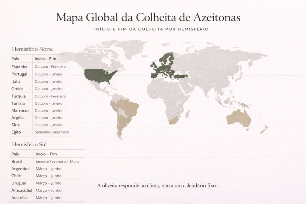 Calend&aacute;rio geral de colheita da azeitona